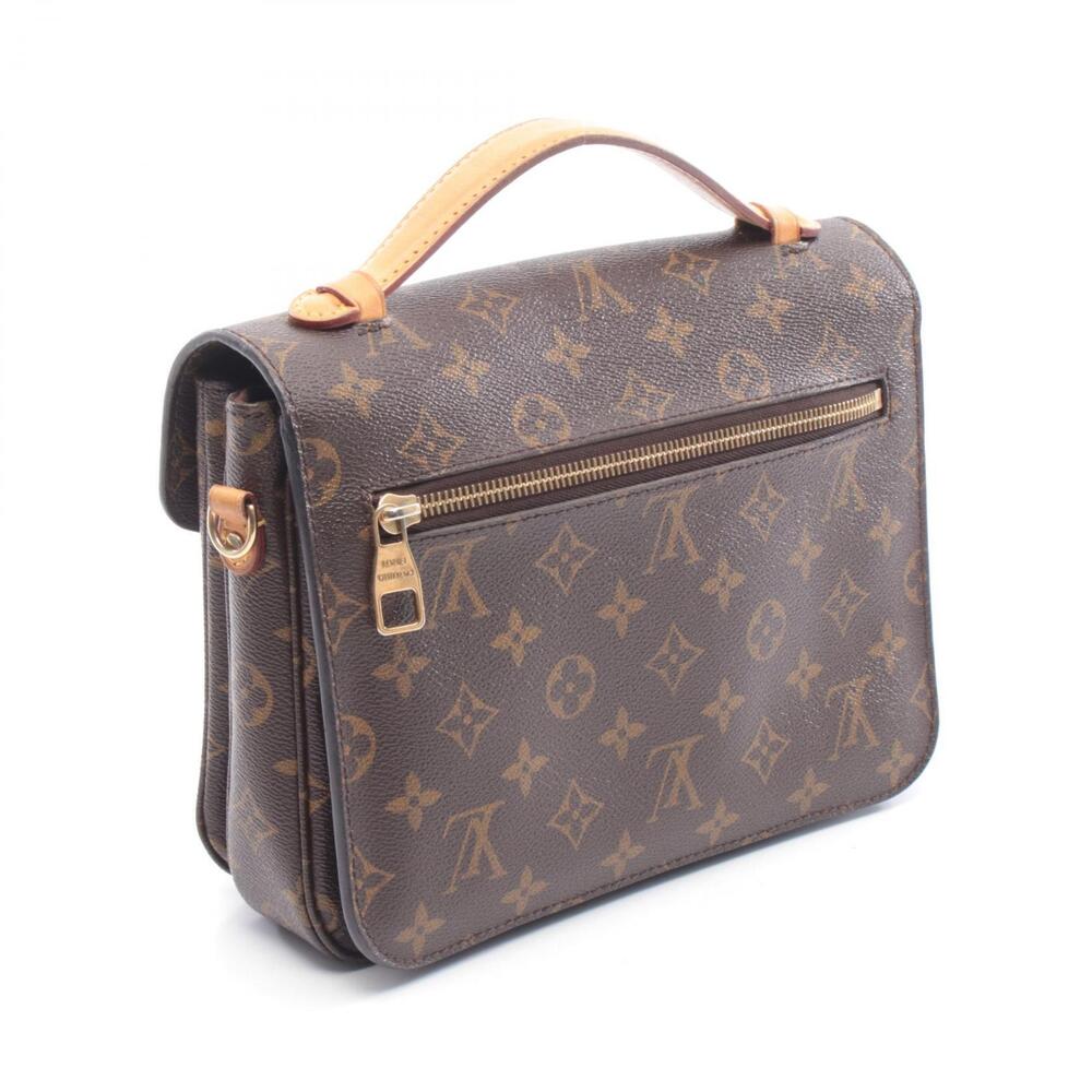 Louis Vuitton Leather Brown Monogram Pochette Canvas Metis Handbag Brown